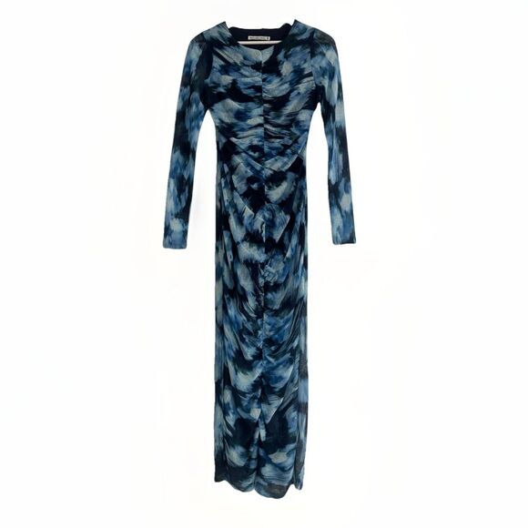 Abercrombie & Fitch Dresses & Skirts - Abercrombie & Fitch Blue Mesh Bodycon Long Sleeve Twist Front Long Dress Sz XS